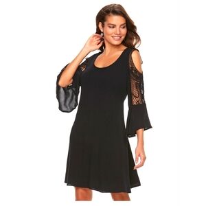 Nina Leanard Cold-Shoulder Swing Dress